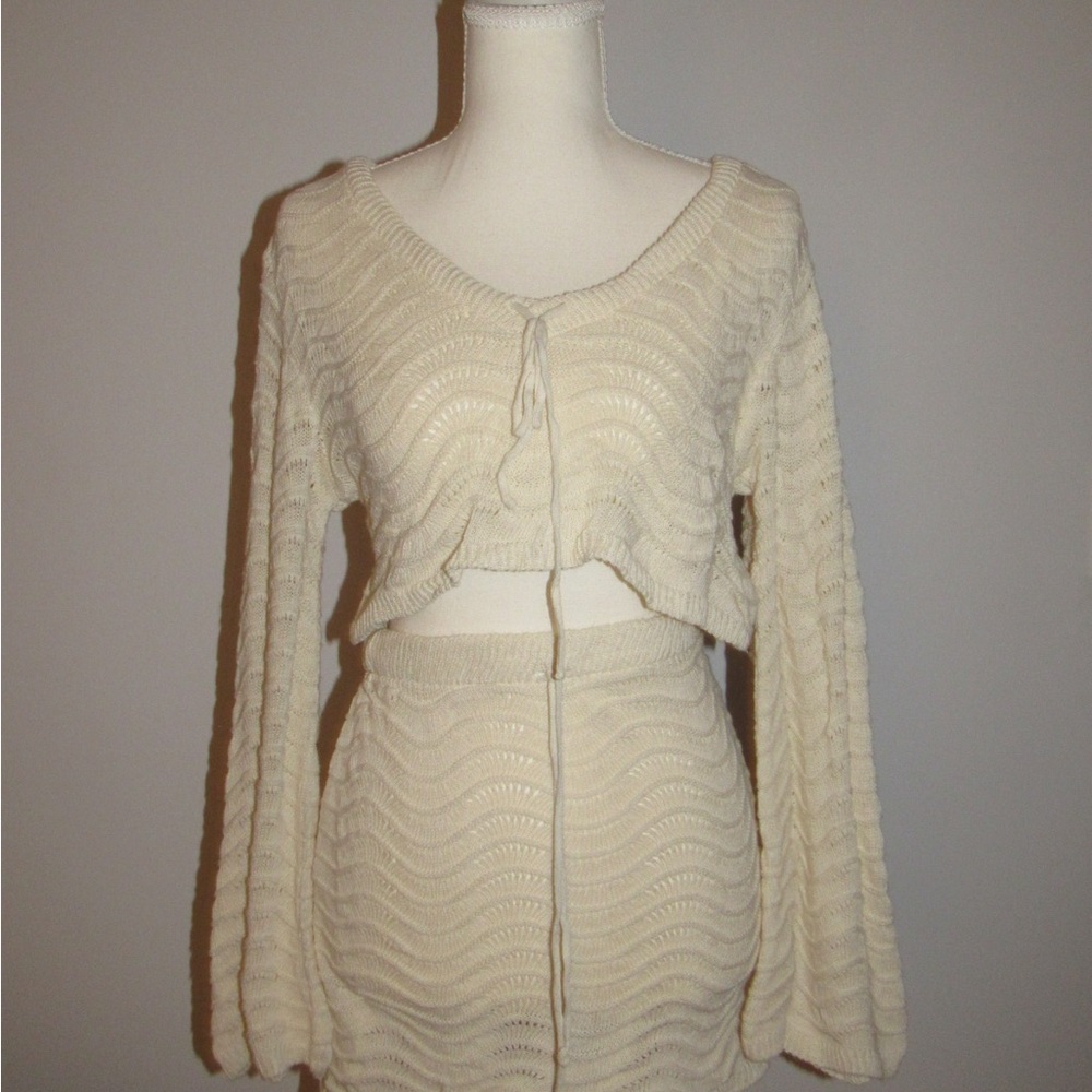 Nasty Gal Beige Knit Beach Set